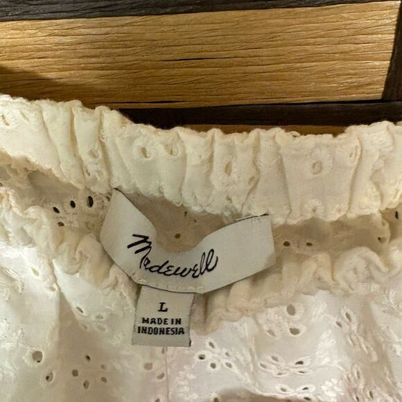 Madewell‎ Ivory Eyelet Crop Top Size Large - Picture 6 of 7